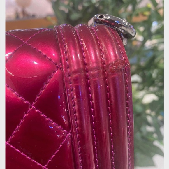 Rare🔥🔥Chanel Metallic Hot Pink Patent Medium Boy Bag - Picture 16 of 16